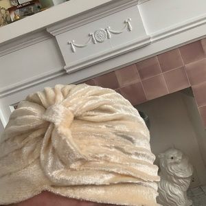 Cream Velvet turban style hat